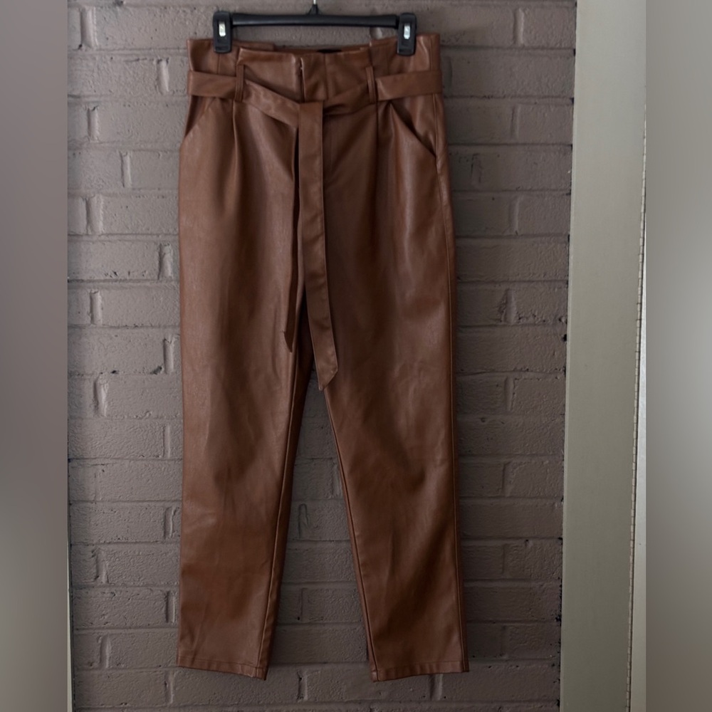Lucy Paris Tan brown faux leather pants M